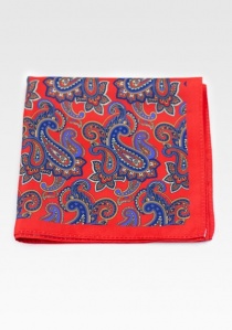 Pochette de poche motif paisley ludique rouge