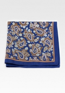 Pochette de poche motif paisley bleu marine