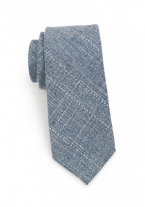 Cravate coton marbré bleu acier