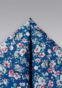 Serviette de cavalier coton motif fleurs bleu nuit