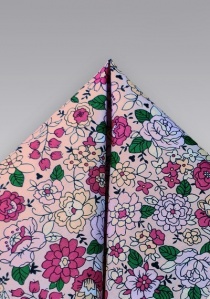 Pochette de coton motif fleurs blush-rose