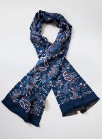 Foulard-cravate motif paisley bleu marine