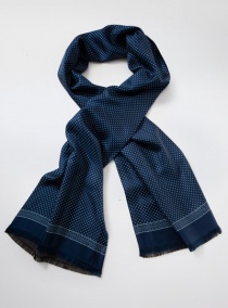 Foulard-cravate à pois bleu marine