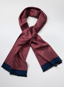 Foulard-cravate soie rouge emblèmes
