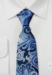 Cravate motif paisley bleu nuit