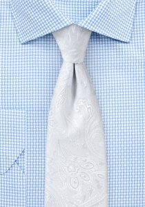 Cravate motif cachemire cultivé blanc perle