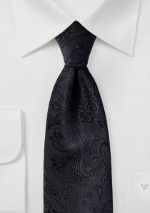 Cravate solide motif paisley noir d'encre