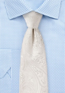 Cravate business élégant motif paisley vieux blanc