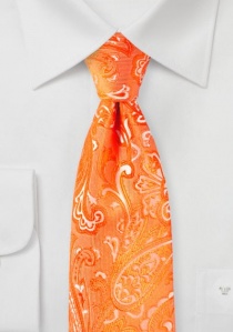 Cravate homme élégant motif paisley orange