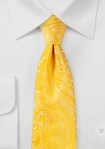 Cravate élégante motif paisley jaune d'or