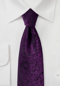 Cravate motif cachemire cultivé pourpre noir