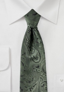 Cravate cultivé Paisley vert chasse noir