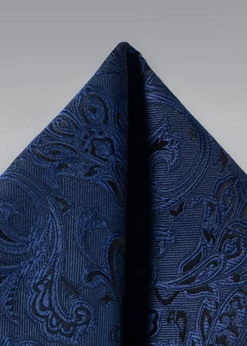 Chiffon décoratif Paisley exubérant navy
