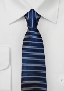 Cravate horizontale rayée bleu nuit