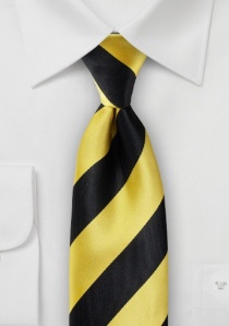 Cravate homme noire à rayures dorées et jaunes