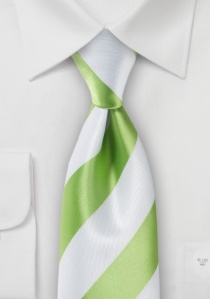 Cravate blanc perle vert noble rayures en bloc