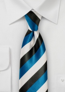 Cravate rayée bleu ultramarin profond blanc noir