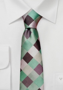 Cravate étroite pour hommes, motif à carreaux