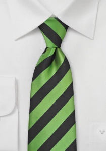 Cravate à clipser rayée vert noir profond
