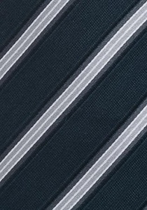 Cravate rayée bleu foncé et gris