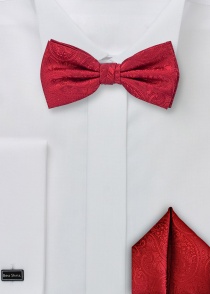 Set : noeud et pochette motif paisley rouge