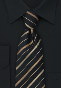 Cravate noire rayée beige