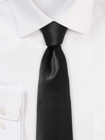 Cravate d'affaires en soie satinée noir nuit