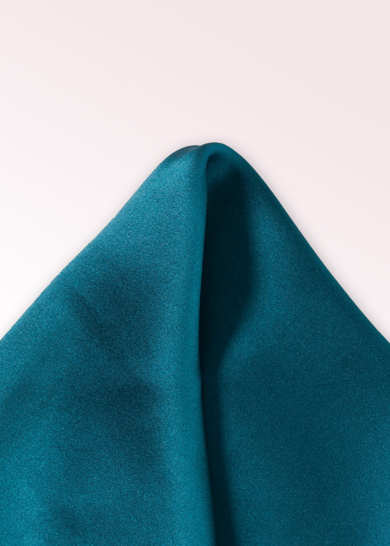 Pochette homme soie unie bleu vert