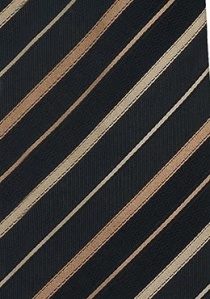 Cravate noire rayée beige