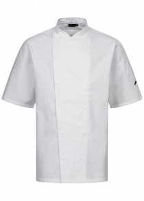 Veste de cuisine unisexe à manches courtes / Blanc