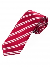 XXL-Krawatte Streifen perlweiß  rot 