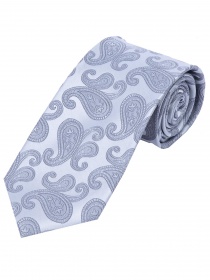 Cravate particulièrement fine motif paisley gris