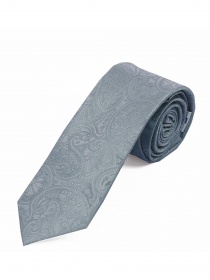 Besonders schmale Krawatte Paisleymotiv hellgrau