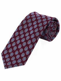 Cravate particulièrement fine motif paisley rouge