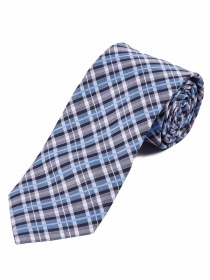 Cravate extra-étroite à carreaux gris bleu pigeon