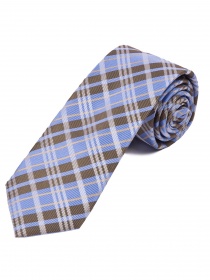 Cravate extra étroite à carreaux bleu pigeon