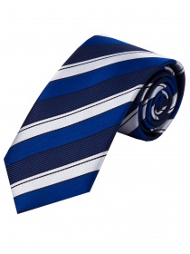 Cravate d'affaires à rayures bleu nuit royal blanc