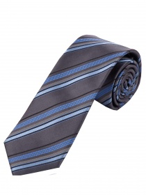 Cravate homme rayée anthracite bleu clair noir