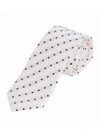 Cravate étroite en forme de points rayés blanc