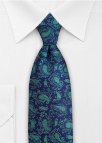 Cravate vert bleu foncé dessin cachemire