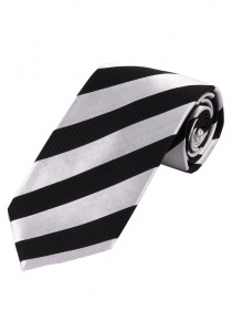 Cravate d'affaires rayures asphalte noir blanc