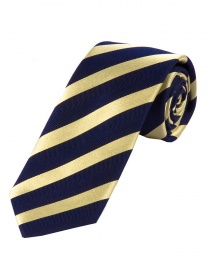 Cravate d'affaires rayures jaune pâle bleu marine