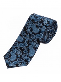 Cravate motif paisley noir nuit bleu acier