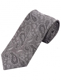Cravate Paisley grise argentée