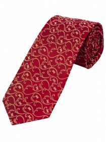 Cravate remarquable à motif de rinceaux rouge