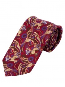 Cravate stylée à motif de rinceaux rouge moyen