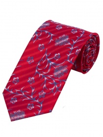 Cravate marquante à motif de rinceaux rouge
