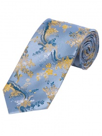 Cravate remarquable à motif de rinceaux bleu ciel