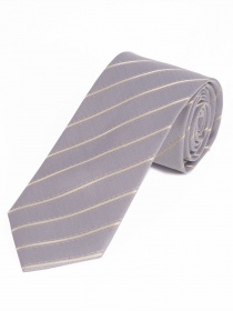 Cravate fine rayures gris argenté blanc