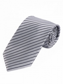 Cravate fine rayée argentée noire